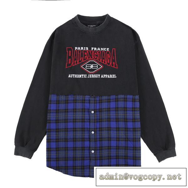 バレンシアガ コピー 長袖Ｔシャツ Balenciaga B Authentic Patch レトロ処理 水洗い