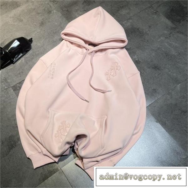 秋冬ファッション CHROME HEARTS コピー パーカー 偽 絨毛 刺繡 ロゴ クロス ユニセックス クロムハーツ