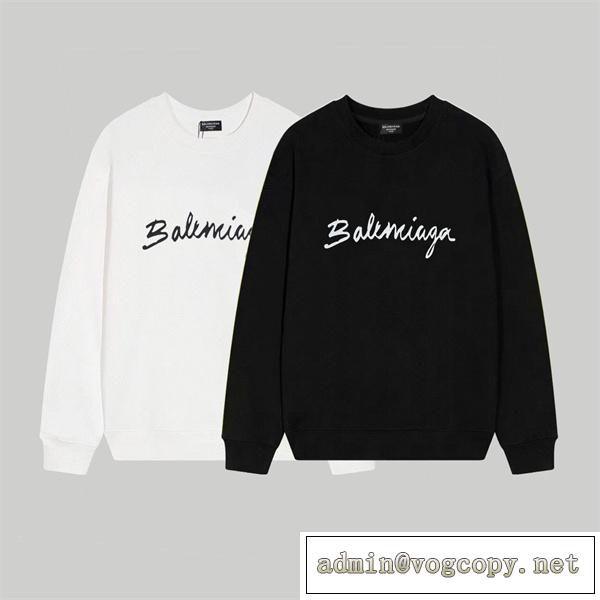 定番アイテム★BALENCIAGA スーパーコピー トレーナー ロゴ プリント クルーネック ゆったり バレンシアガ