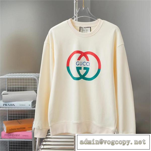 3色展開♥GUCC1 スーパーコピー トレーナー GGロゴ プリント 定番 純綿生地 ユニセックス 