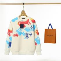 2色展開 LOUIS VUITTON コピー トレーナー 裏起毛 ユニセックス 水彩 絵 ロゴ プリント ルイヴィトン