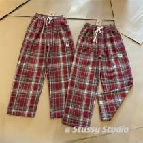 ステューシー 偽物 スウェットパンツ チェック柄 ロゴ ワッペン ユニセックス ワイト STUSSY