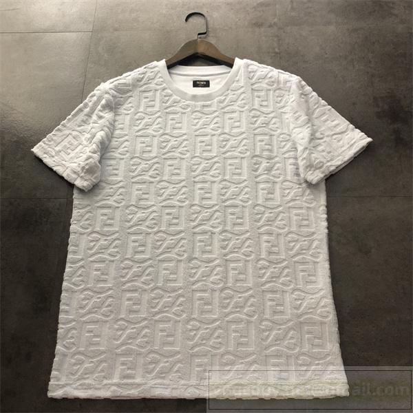 ミニマル フェンディ 偽物 Ｔシャツ エンボスロゴ モノグラム ff 綿 ジャカード FENDI