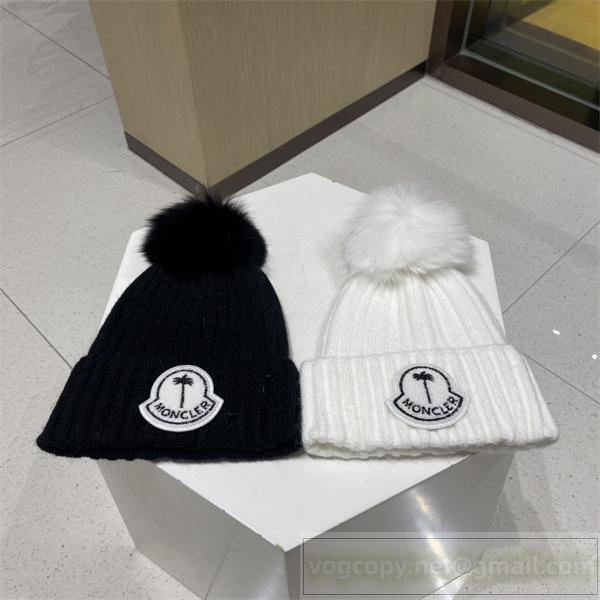おすすめ2026 MONCLER コピー ニット帽子 ニット 2色 モンクレール ヤシの木 カジュアル