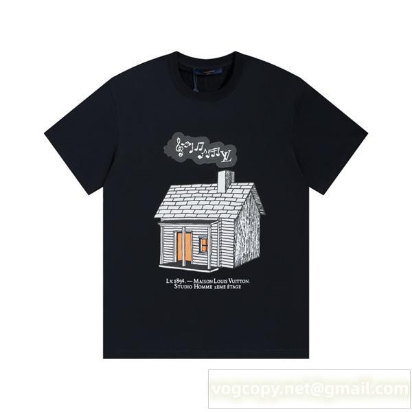 フィット感強調 LOUIS VUITTON 偽物 Ｔシャツ ルイヴィトンプリント ロゴ 男女兼用 ゆったりサイズ