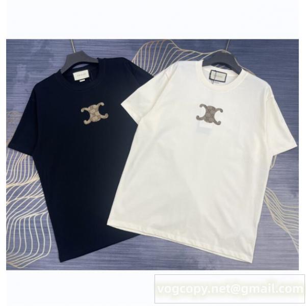 CELINE x GUCC1 スーパーコピー Ｔシャツ コットン生地 定番 ロゴ 高品質 2色 男女兼用