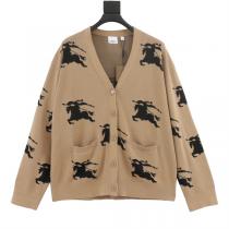 2026トーン BURBERRY 偽物 カーディガン ウール 馬術騎士 ロゴ モノグラム ジャカード バーバリー