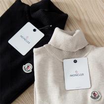 MONCLER コピー セーター ワッペン 2色 ウール 無地 カジュアル ハイネック モンクレール