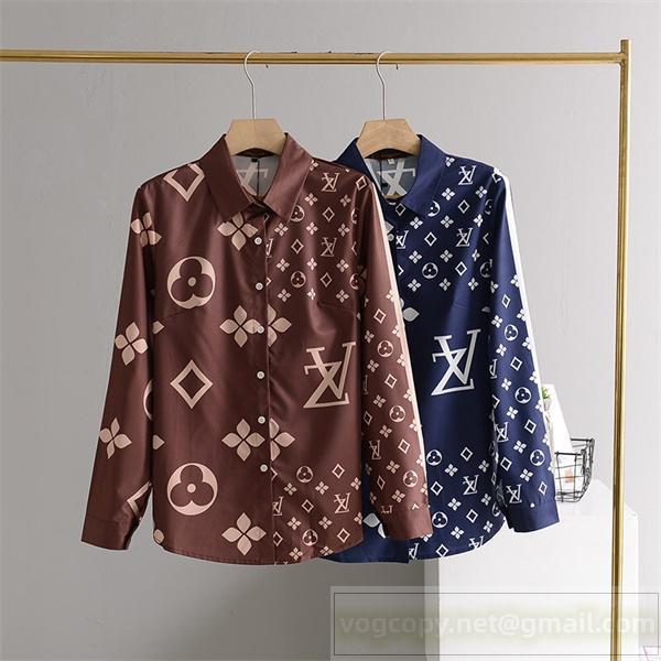 柔らかい手触り LOUIS VUITTON スーパーコピー シャツ プリント モノグラム ロゴ シルク ルイヴィトン