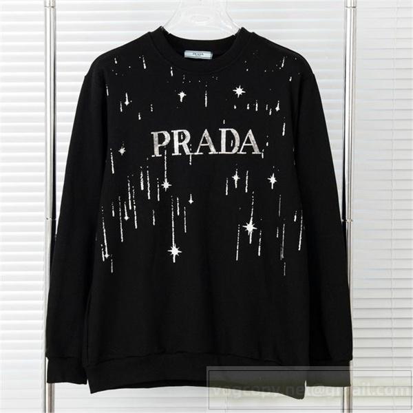 美しい雰囲気 プラダ スーパーコピー トレーナー ロゴ プリント 星空の模様 綿 PRADA