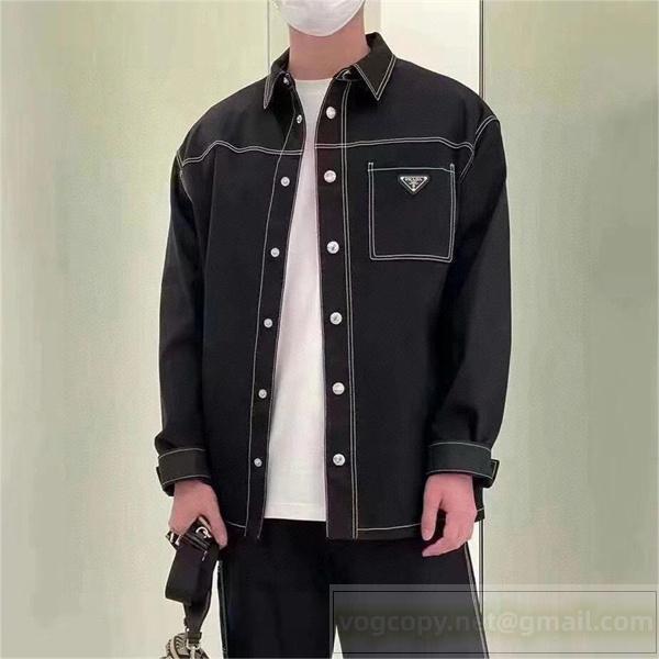 プラダ スーパーコピー シャツ 三角 ロゴ メタル 100％コットン PRADA ユニセックス