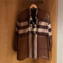 2026春夏新作 バーバリー コピー ジャケット 薄い 100％シルク チェック柄 高級生地 ボタンポケット BURBERRY