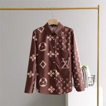 柔らかい手触り LOUIS VUITTON スーパーコピー シャツ プリント モノグラム ロゴ シルク ルイヴィトン