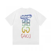 GUCC1 xBALENCIAGA コピー Ｔシャツ グラデーション ロゴ プリント ショートスリーブ コットン