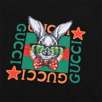 GUCC1 スーパーコピー Ｔシャツ 赤と緑 ウサギ ロゴ プリント 純綿生地 男女兼用