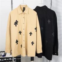 CHROME HEARTS スーパーコピー シャツ レザー オーバーサイズ ロゴ貼り付け クロムハーツ