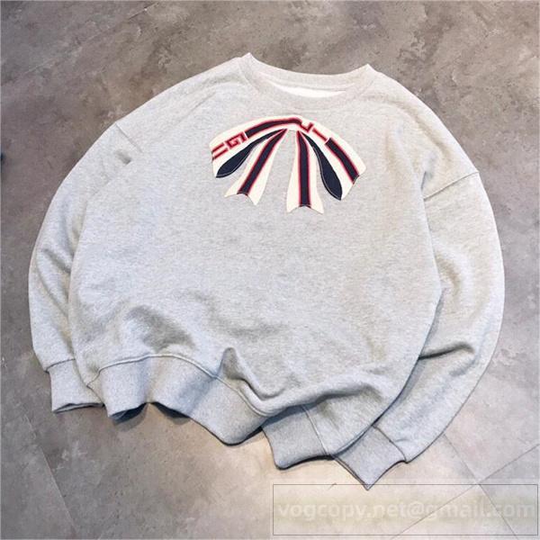 希少品 GUCC1 コピー トレーナー リボン刺繍 ロゴ リブ レディース 厚手コットン 