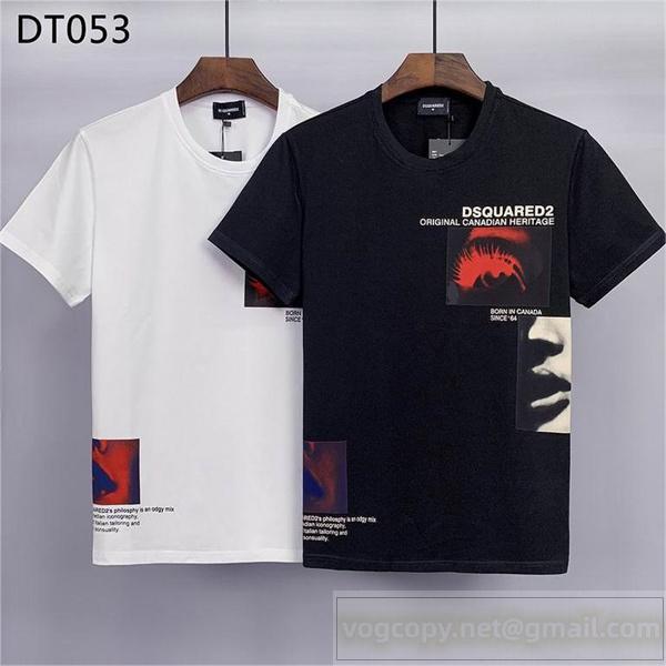 マットな美学 ディースクエアード 偽物 Tシャツ ロゴ プリント柄 ストリート系 DSQUARED2