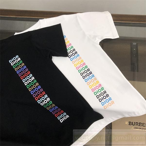 2026推薦 ディオール スーパーコピー Ｔシャツ Multi ロゴ プリント柄 男女兼用 2色 通気性 DIOR