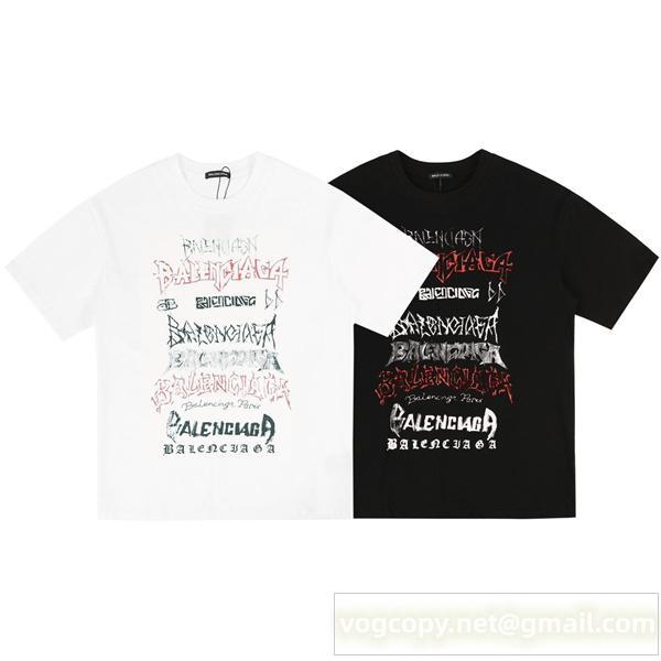 人気作お勧め バレンシアガ スーパーコピー Ｔシャツ ゴシック ロゴ プリント ストリート系 BALENCIAGA 