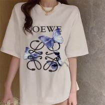 ロエベ スーパーコピー Tシャツ 蝶々 Anagram アナグラム プリント 綿...