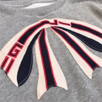 希少品 GUCC1 コピー トレーナー リボン刺繍 ロゴ リブ レディース 厚手コットン 