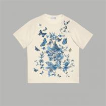 DIOR スーパーコピー Ｔシャツ トワル 蝶 メキシコ 伝統的な花 プリント コットン ディオール