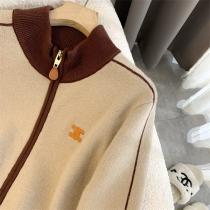 超希少限定 セリーヌ コピー ジャケット レトロ効果 スウェット レザーロゴ レディース CELINE
