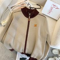 超希少限定 セリーヌ コピー ジャケット レトロ効果 スウェット レザーロゴ レディース CELINE
