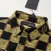 【1AFAW8】LOUIS VUITTON 偽物 シャツ ジャカード 黄と黒 ダミエロゴ チェック ルイヴィトン