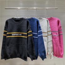 シュプリーム スーパーコピー セーター 4色 ジャカード クルーネック ボーダー柄 SUPREME