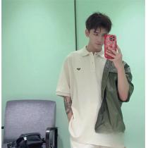 PRADA コピー ポロシャツ メタル 三角 立体 ロゴ シンプル ユニセックス...