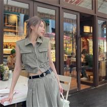 ワークウェア風 プラダ コピー 上下セット ノースリーブベスト スカート 三角 ...