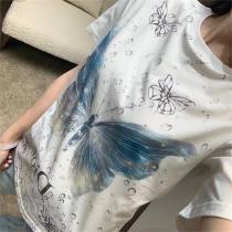 ディオール スーパーコピー Ｔシャツ 蝶々 ロゴ プリント 柄 春の雰囲気 レディース 綿 DIOR 