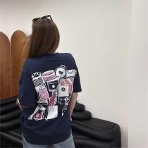 旅行の印象 CHANE1 コピー Tシャツ 純綿生地 カジュアル ロゴ プリント...