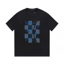 LOUIS VUITTON スーパーコピー Ｔシャツ 純綿生地 ダミエ ロゴ プリント柄 ユニセックス ルイヴィトン