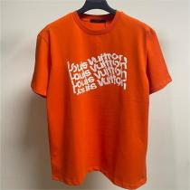 ◆オレンジ◆ルイヴィトン スーパーコピー Ｔシャツ 鮮やかな ロゴ 純綿 オーバ...