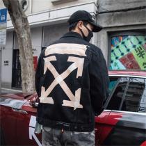 オフホワイト スーパーコピー デニムジャケット 矢印 ロゴ テープデザイン スト...