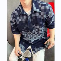2026ss LOUIS VUITTON コピー シャツ SALT PRINT ダミエロゴ デニム 綿 ゆったり ルイヴィトン