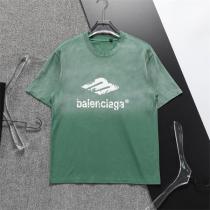 BALENCIAGA スーパーコピー Ｔシャツ ロゴ プリント 純綿 テープタイ...