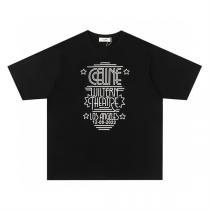 セリーヌ スーパーコピー Ｔシャツ アールデコ調 ロゴ プリント 純綿素材 ユニ...