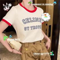 CELINE コピー Ｔシャツ 70'S サントロペ 純綿素材 カジュアル レディース 可愛い プリント セリーヌ 