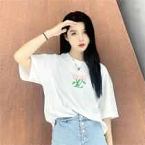 ★2026年コレクション★ルイヴィトン コピー Ｔシャツ ロゴ 花 柄 純綿 プリント ユニセックス 