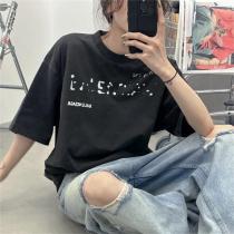 ★人気作★BALENCIAGA スーパーコピー Ｔシャツ あせロゴ プリント 大...