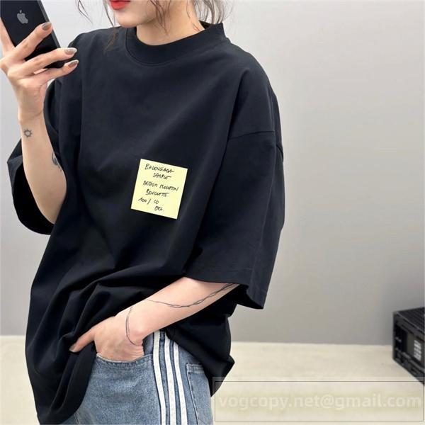 24SS バレンシアガ コピー Ｔシャツ レーベル ロゴ オーバーサイズ プレミアム ロゴ プリント BALENCIAGA