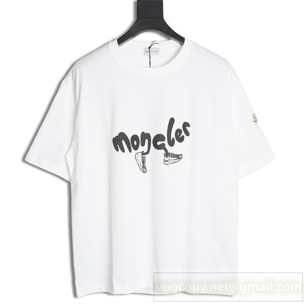 MONCLER コピー Ｔシャツ ロゴ プリント カジュアル ユニセックス 可愛い 100％コットン モンクレール