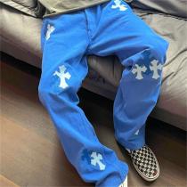 ロンドン限定 CHROME HEARTS  ジーンズ クロス ロゴ 貼り付け レ...