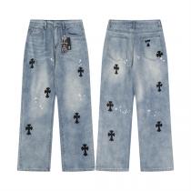 高級感 CHROME HEARTS コピー ジーンズ ロゴ プリント柄 ダメージ...