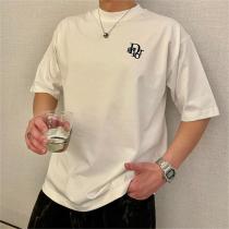 ディオール コピー Tシャツ 刺繍 ロゴ クルーネック メンズ 半袖 2色 スポ...