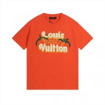 ルイヴィトン コピー Ｔシャツ リブ編み ユニセックス ニット オレンジ 夏 PALM TREE おしゃれ ファッション LOUIS VUITTON
